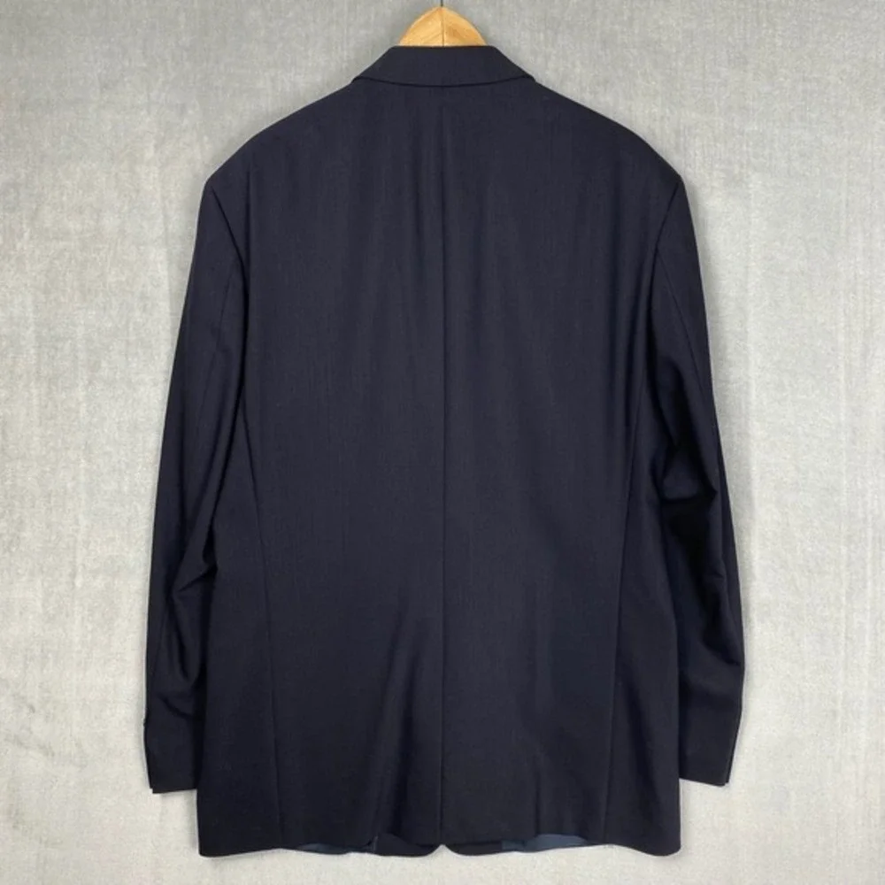 Vtg Hugo Boss Blazer Mens 42R Navy‎ Virgin Wool Made in USA Minimalist Luxury